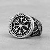 Vintage Viking Stainless Steel Compass Ring Men's Viking Valknut Axe Ring Punk Odin Rune Gold Color Ring Jewelry Gift