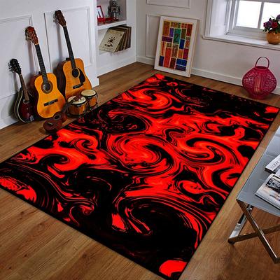Rotes und schwarzes Wirbel-Abstrakt-Design gemustertes Teppich ein rutschfester Teppich geeignet für alle Jahreszeiten und jede Umgebung, Geschenk