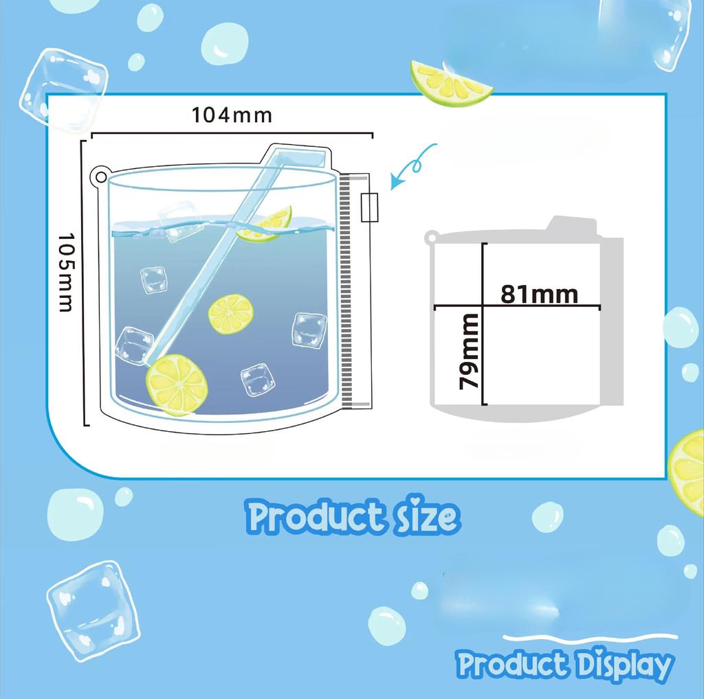 1Pc Kawaii Summer Drink Badge Holder for 58~75mm Anime Baji Display Storage Bag Dust-proof Protective Case Cute Backpack Pendant