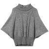 Anti-static Cable Knit High-Neck Poncho Sweater