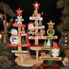 Youqi Colorful Wooden Christmas Table Ornaments - Santa Claus & Snowman Decorations