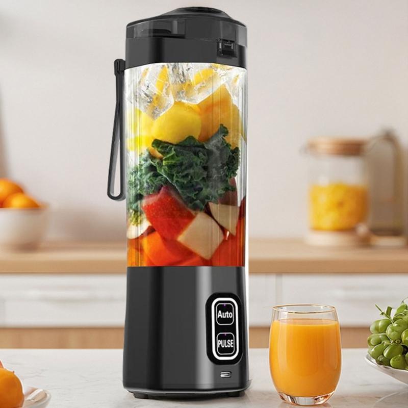 Type C Charging Portable Drink Cup, 700ml Personal Juicer Mixer with Carry Loop, Auto and Pulse Use for Travel Drinks
