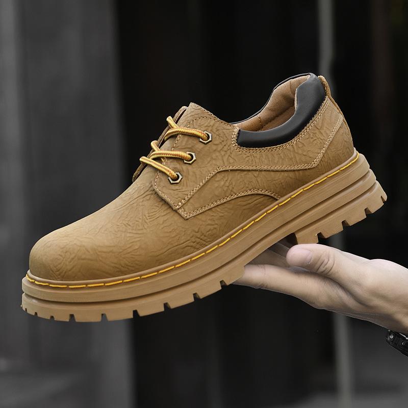 Herrenschuhe Herbst Neue Freizeitschuhe aus echtem Leder Cargo Board Schuhe im britischen Stil Retro Low Top