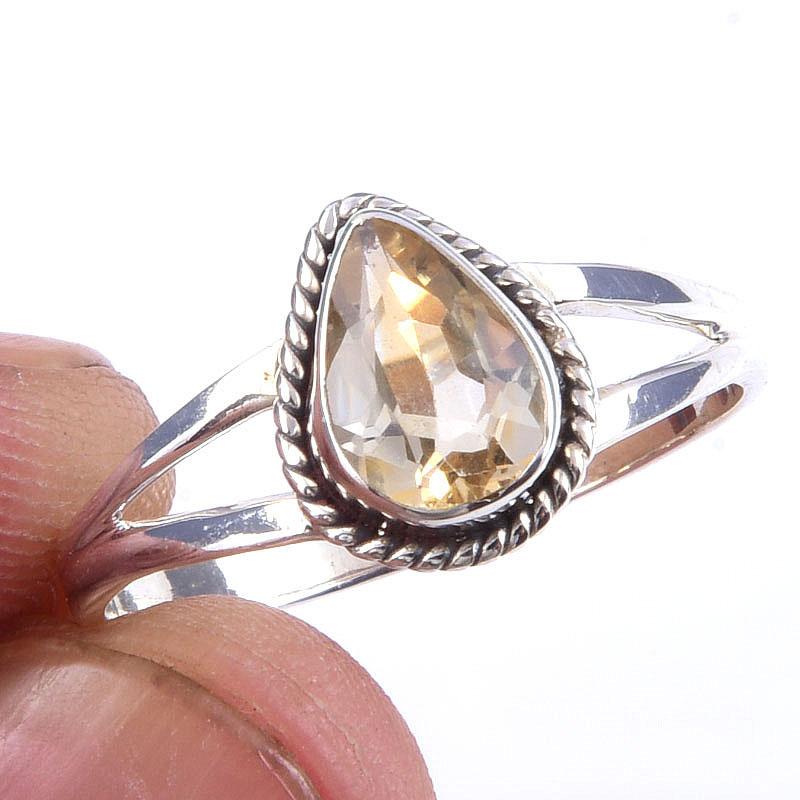 

Natural Citrine Gemstone Handmade 925 Solid Sterling Silver Ring Size 10 d1G56