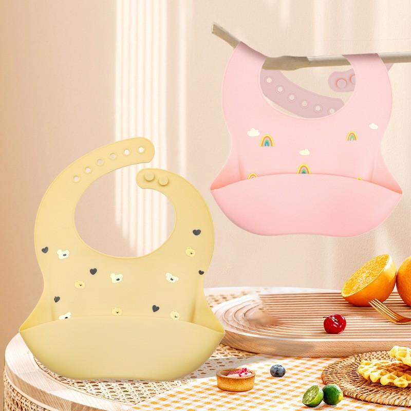 Baby Silicone Bib Toddlers 3D Waterproof Drool Catcher Soft Food-Grade Feeding Apron Infants Kids
