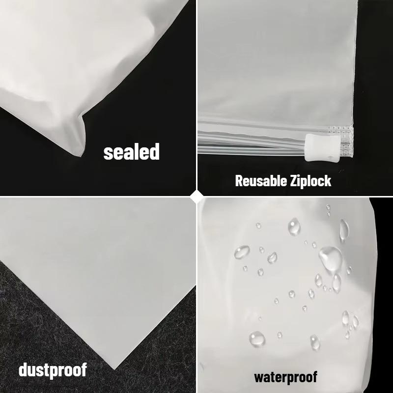10Pcs Portable Travel Storage Bags, Waterproof Frosted Plastic Zipper Lock Self-Sealing Bags for Clothing Packaging