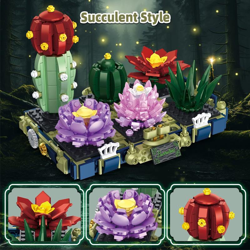 578PCS Creative Succulent Mecha Building Blocks Models Robot Transformation Toys Action Figures for Kids Halloween Christmas