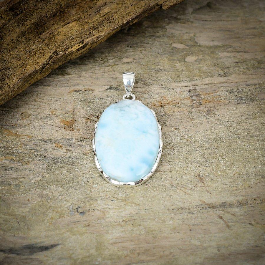 Republic Larimar Gemstone 925 Sterling Silver Jewelry Pendant 1.85" M-61