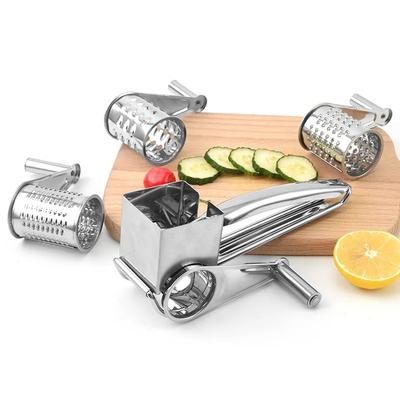 Käsereibe aus Edelstahl 304 mit 3 Schneiden Haushalt Küche Handrotation Kreativ für Käse Nuss Backwerkzeuge
