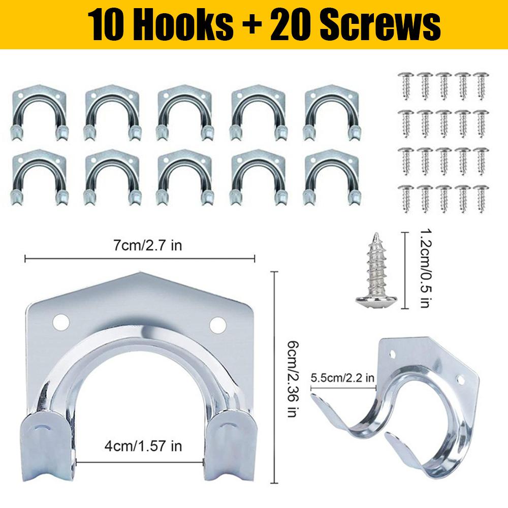 

10 комплектов многоцелевых настенных крючков, металлический держатель для вешалок, двойные крючки, подвесной органайзер для гаража, кухни, гаража, инструмента