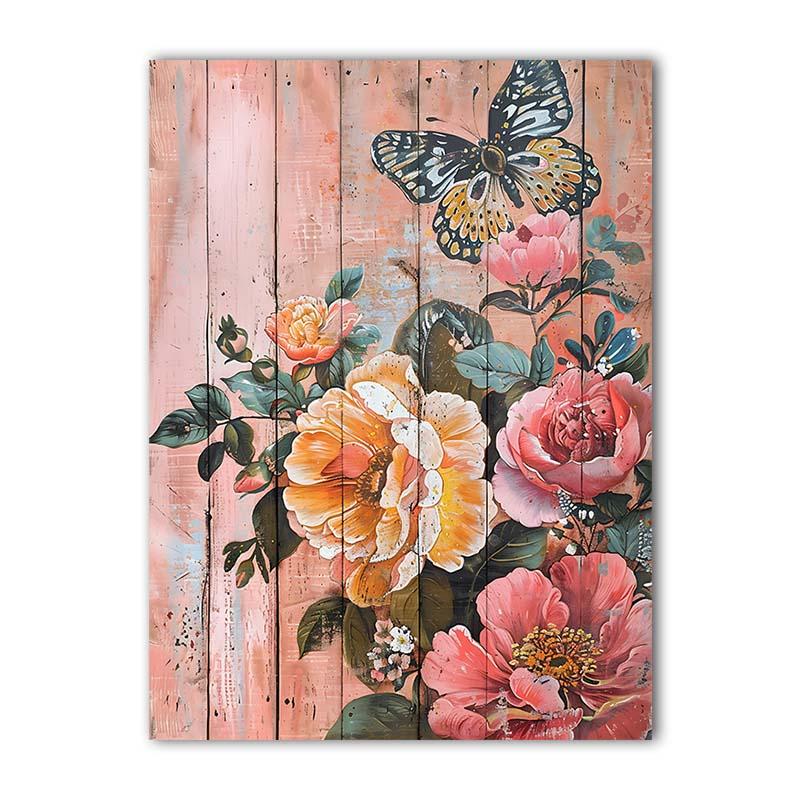 Nordic Wall Art Butterfly & Flowers Canvas Painting Nordic Style Poster Prints Bedroom Living Room Wall Decor