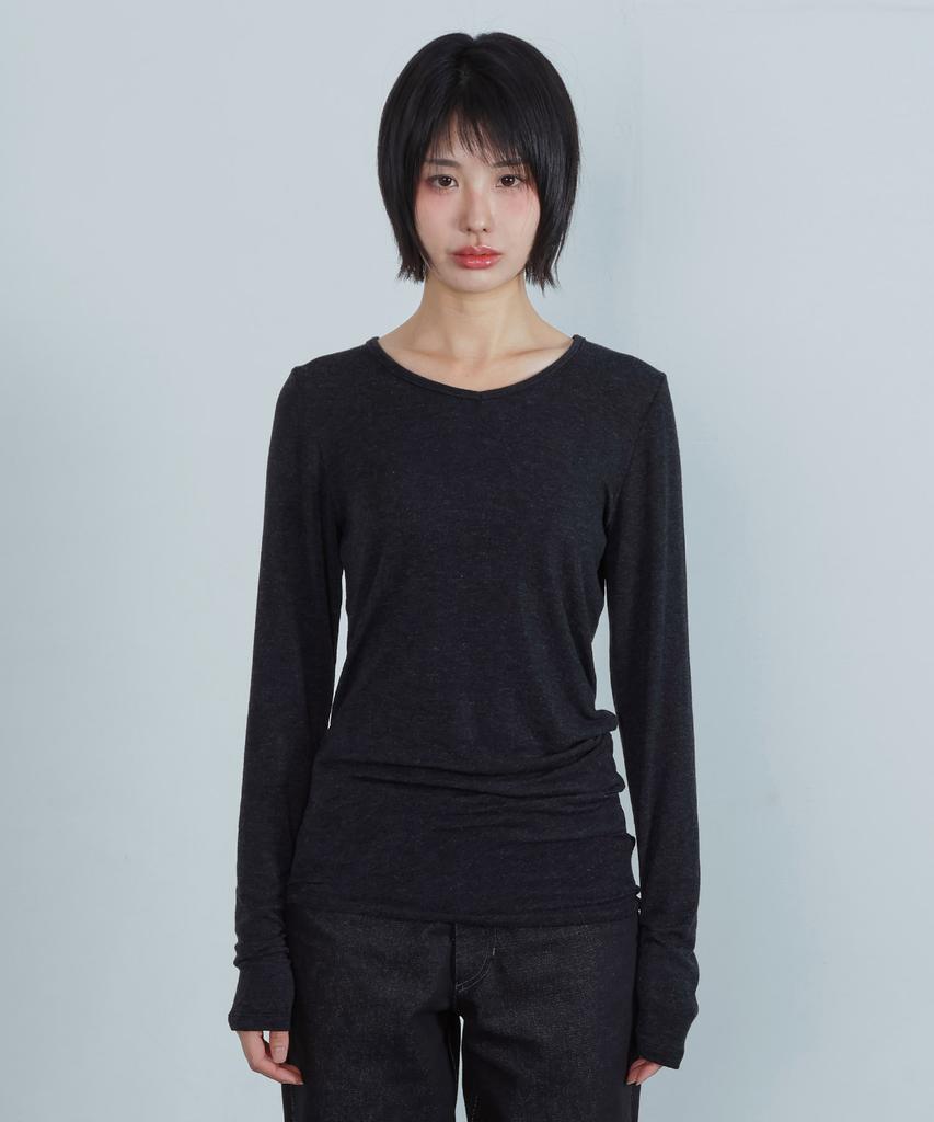 KIJIKO Ke311. Curved Sheer Tee Charcoal