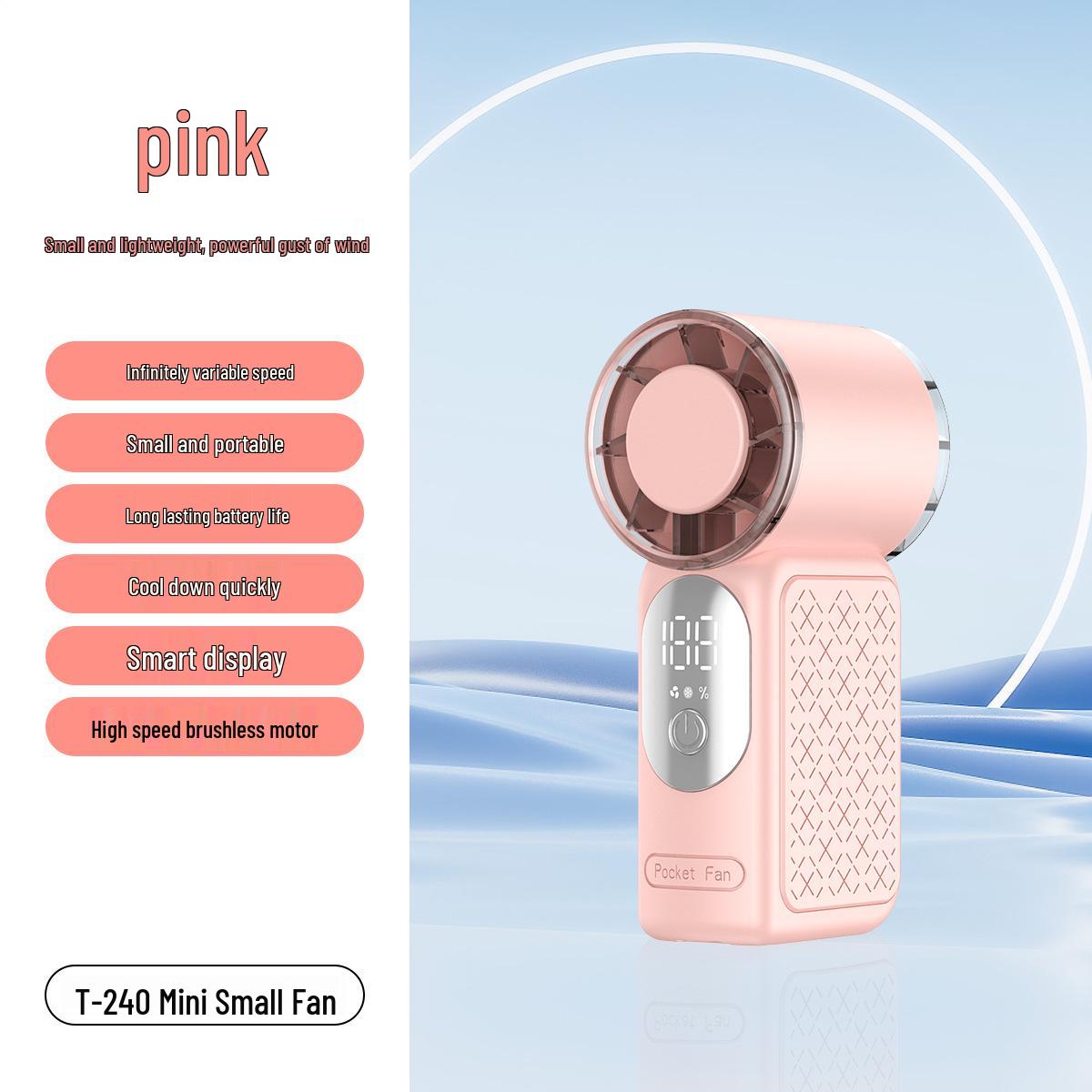 2026 High-Speed USB Mini Handheld Fan: Portable, Strong Wind, Digital Display