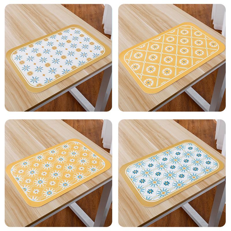 Retro Grid Luxury Leather Placemat Home Kitchen Decoration Romantic Western Food Mat Heat Insulation Home Bowl Cup Mat