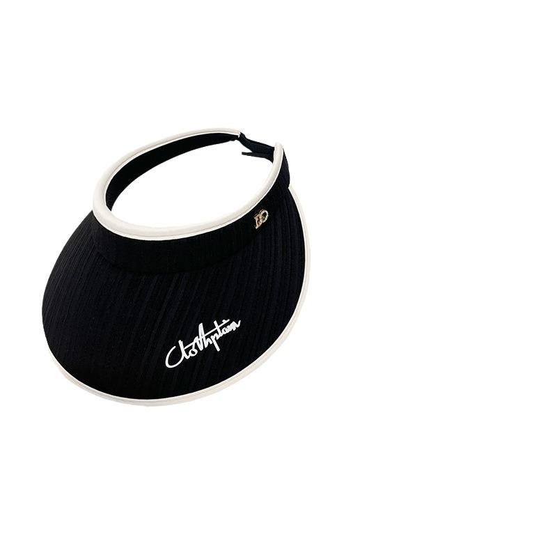 Women's Korean-style open-top hat with large brim to cover the face, simple letter print, versatile and fashionable sun protection hat