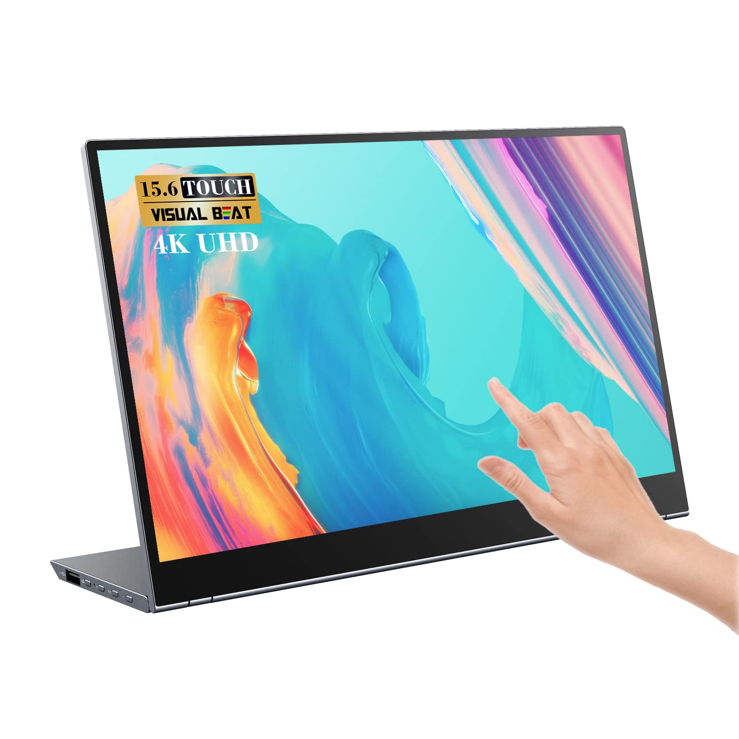 

Visual Beat 4K Mobile UHD IPS Portable Dual Aluminum Alloy Compatible with and Switch 15.6-inch Monitor, Touchscreen, HDR, 100% sRGB, USB-C/HDMI,