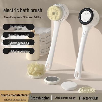 Automatic Waterproof Electric Bath Brush with Long Handle and Massage Function