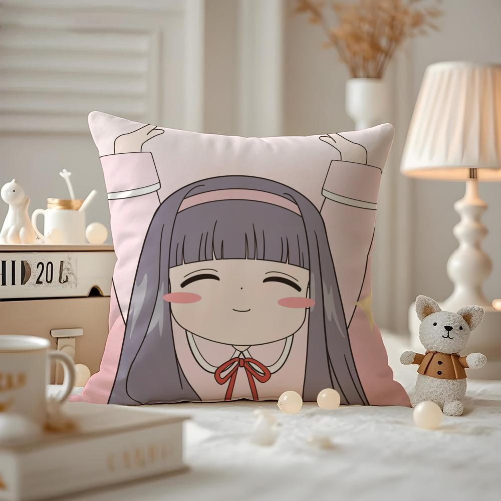 Anime CCardcaptor SSakura Cushion Cover Antidustmite Pillowcase Invisible zipper silky short plush Sofa cushion cover
