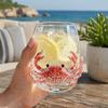 Unique Coastal Style Drinking Glass 12oz Octopus Water Cup Embossed Design Hand Painted Marine Cup for Ocean Lovers Home Bar Decor Decorative Theme