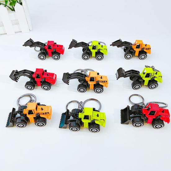 Mini Engineering Cars Charm Keychain Pull Back Cartoon Toy Car Keychain Pendant Anti-Detachable Hook Decompression Tool