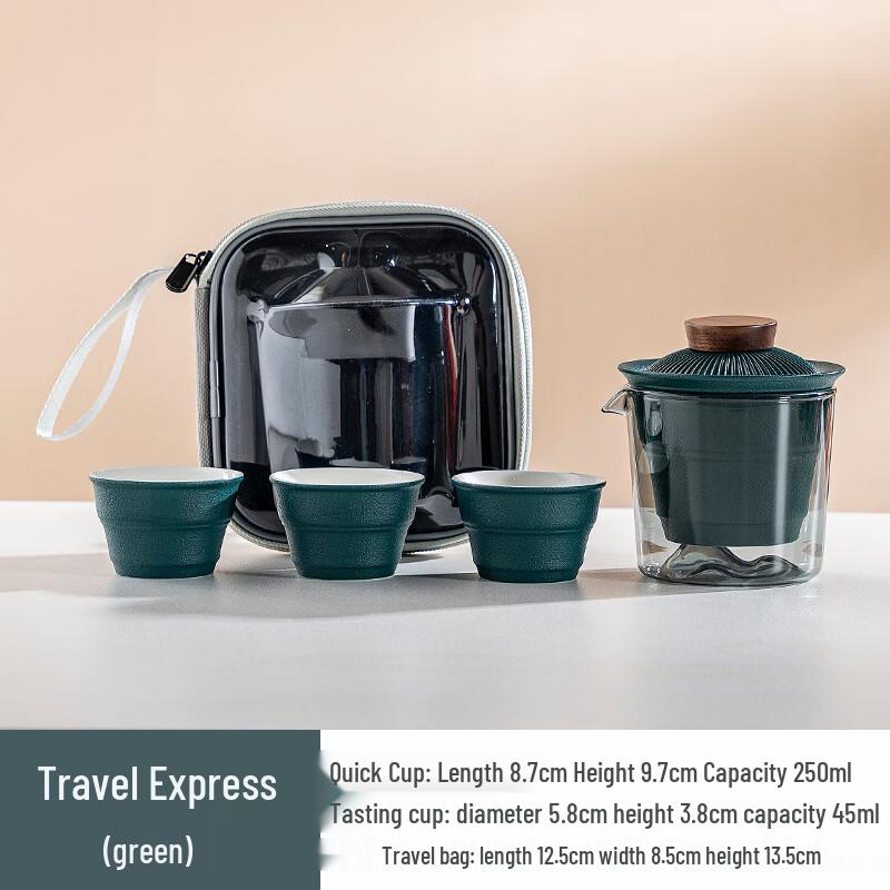 Portable Ceramic Travel Tea Set 1 Pot, 3 Cups