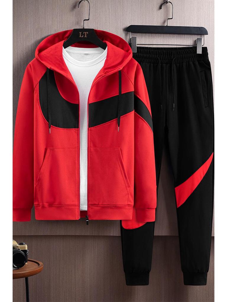 Men's Trendy Spring/Autumn Casual Cardigan Hoodie Sportswear Set