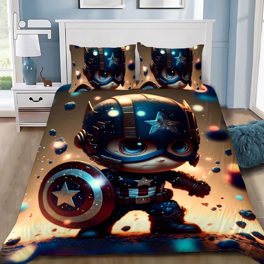 Heiße Captain America Bettwäsche-Set Kissenbezug Superhelden Bettwäsche-Set Erwachsene Junge Mädchen Schlafzimmer Dekoration Einzel Doppel Große Größe