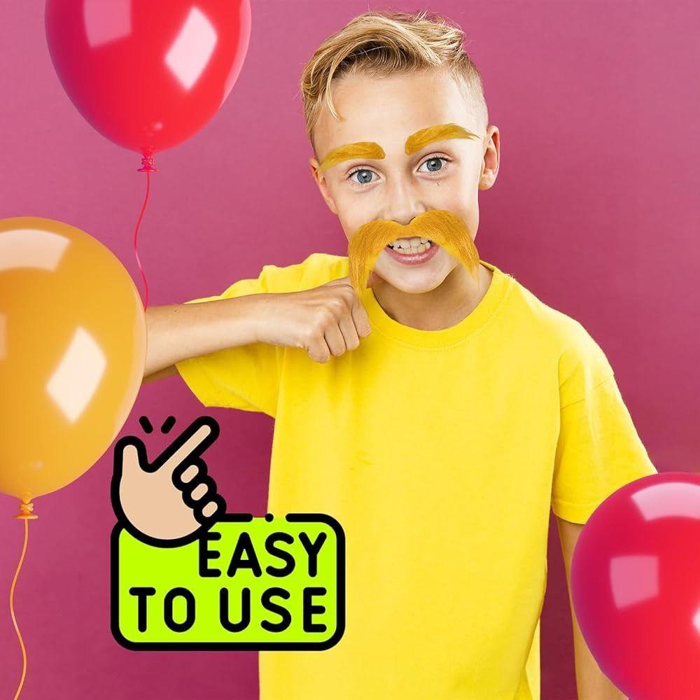 Self Adhesive Fake Beard Yellow Color Cosplay Outfit Accessories Mustaches Set  Outfit Styling