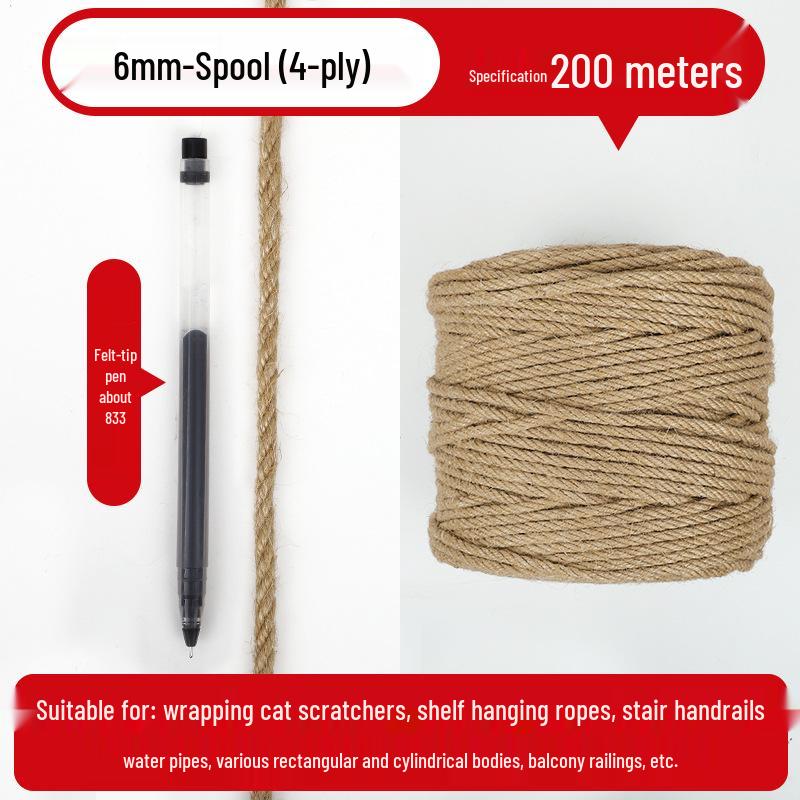 Hemp Rope: Handmade Thick String for DIY Weaving, Cat Scratching, Photo Wall Decor
