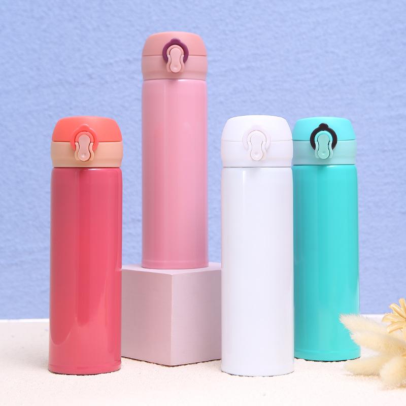 380-500ml einfarbiger 304 Edelstahl doppelwandiger Becher mit Deckel, Studentenwerbebecher, Geschenkwasserbecher, Isolierbecher