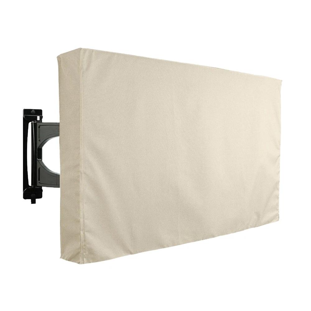 1pc Black Waterproof TV Cover for Outdoor Use - Durable Fabric, Drawstring Closure, Compatible with Most Mounts and Stands