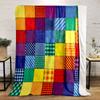 Coperta stampata con design a patchwork colorato, morbida e accogliente, perfetta per il soggiorno, il letto, il divano o un pisolino, regalo