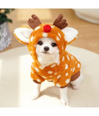 Entzückendes Rentier-Haustierkostüm mit Hut für mittlere Rassen Weiches warmes Fleece-gefüttertes Winter-Weihnachtsoutfit Xmas-Geschenk für Katze/Hund