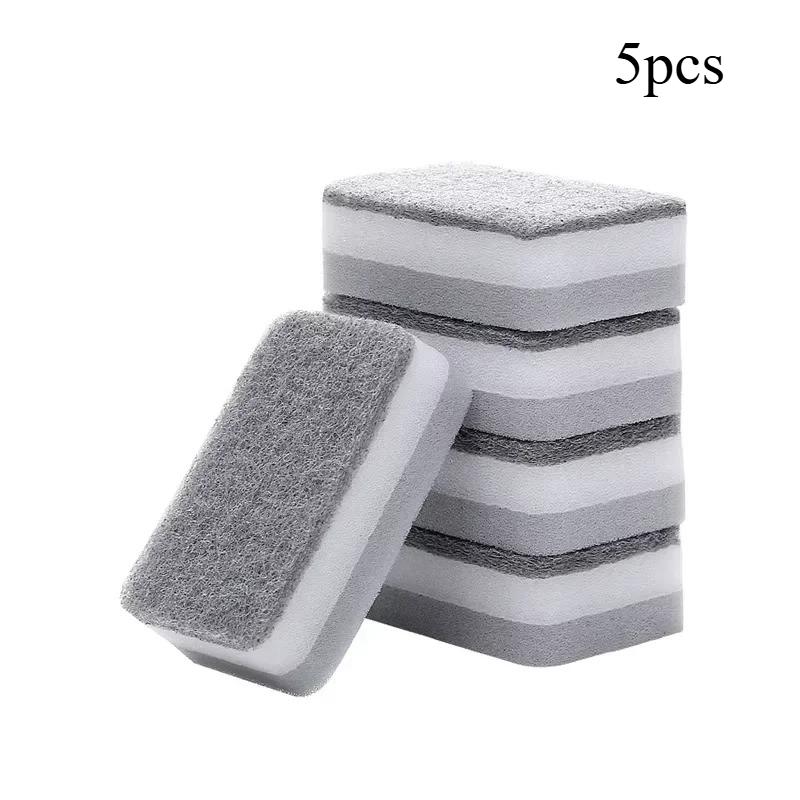 

5/10Pcs Double-sided Kitchen Cleaning Sponge Pads Gray Dish Washing Scrubber