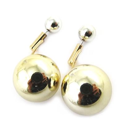 [M8193] - Silver-gold 'Marble' Lobe Contour Earrings
