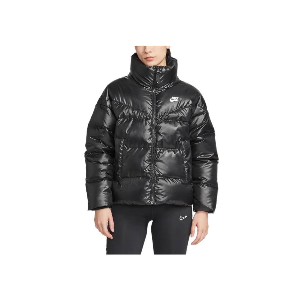 Nike Solid Color Casual Stand Collar Down Jacket Women Outerwear Black DV0555-010