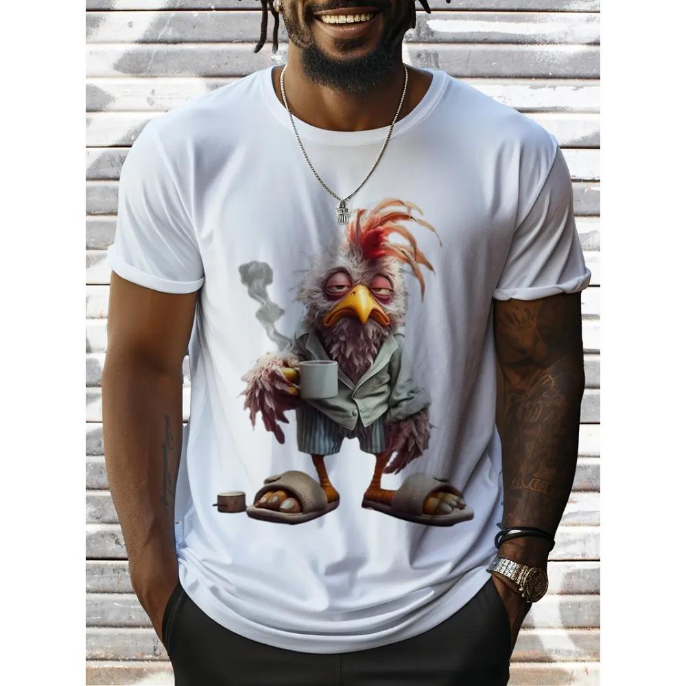 Sommer Herren Outdoor Freizeit Atmungsaktives T-Shirt Kurzarm Cartoon Tier 3D Gedrucktes Muster Groß Übergröße Locker Herren Kinder T-Shirt