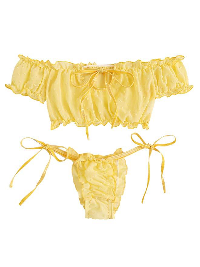 European and American Sexy Off-the-Shoulder Lingerie Set