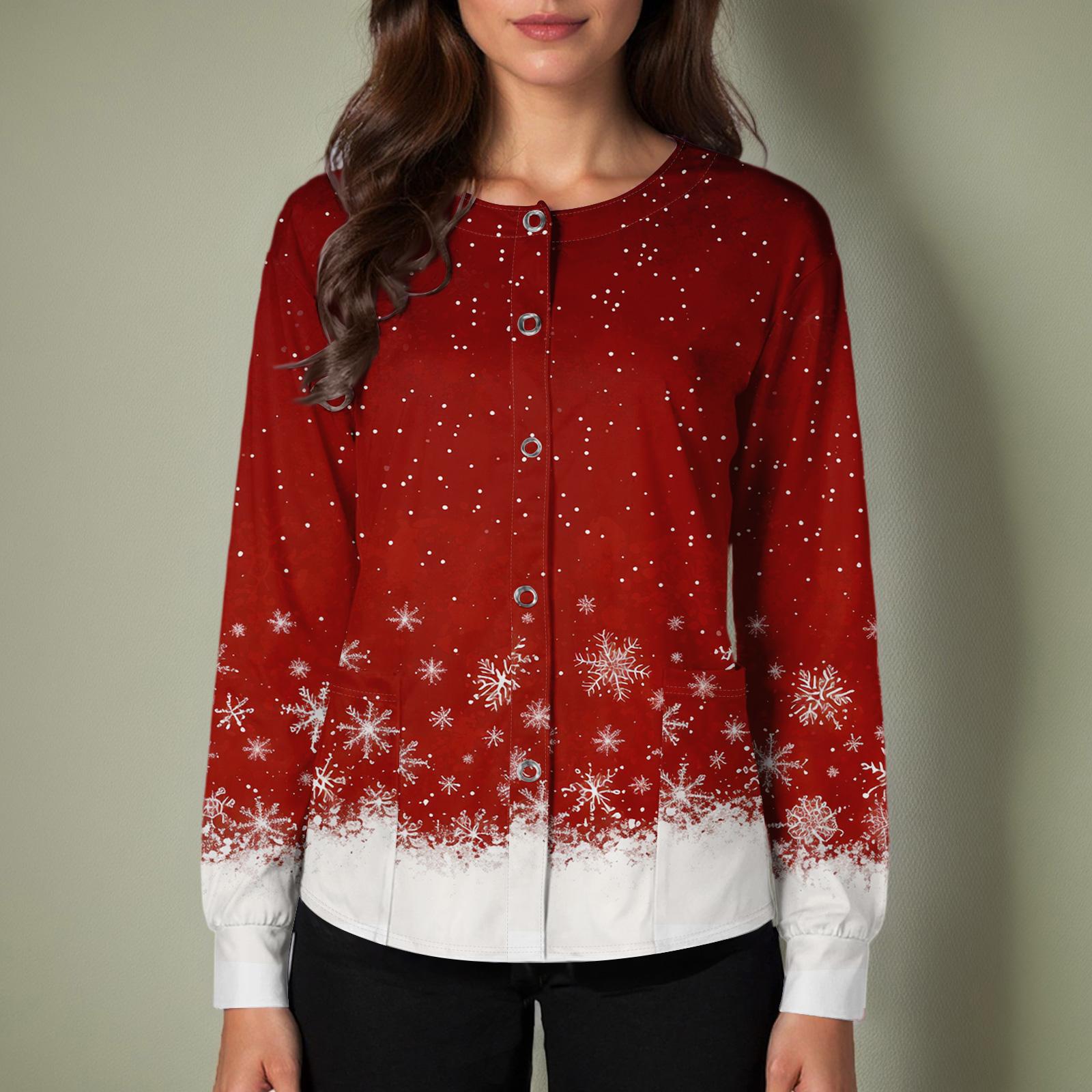 

Женский повседневный однобортный однобортный защитная одежда с рождественским принтом и длинными рукавами, кардиган, топ XXXXXL