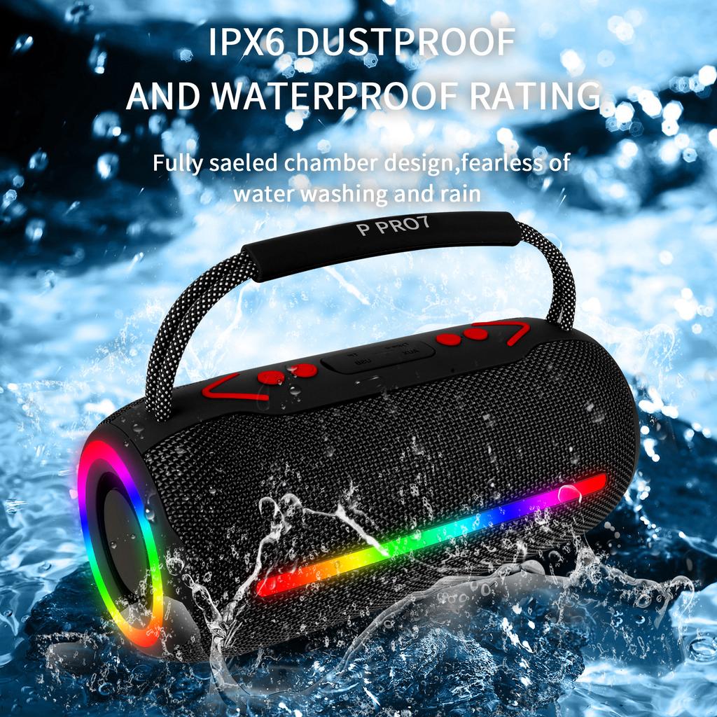TWS 20W Shock Bass Cool Light Effect Portable Bluetooth Speaker Stereo Sound Wireless Subwoofer Boombox Home Karaoke Waterproof