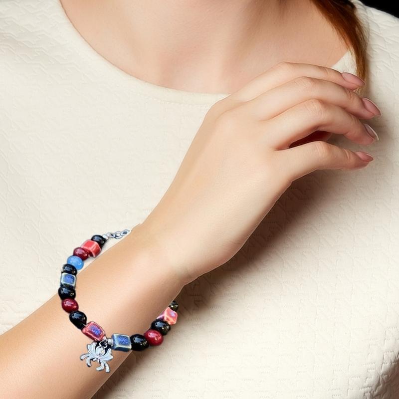 Halloween Spiders Charm Bracelets Couple Jewelry Fashioin Colorful Beaded Bracelet Simple Wristband Adjustable Bangle