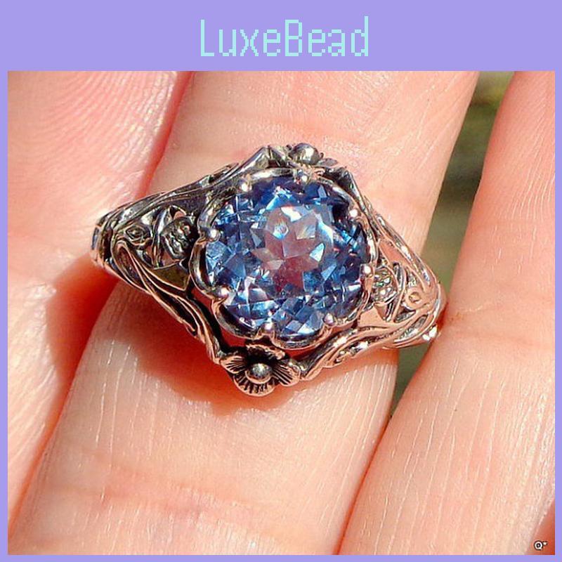 Elegant Creative Fashion Vintage Hollowed Out Multicolour Flower Ring Silver Ring