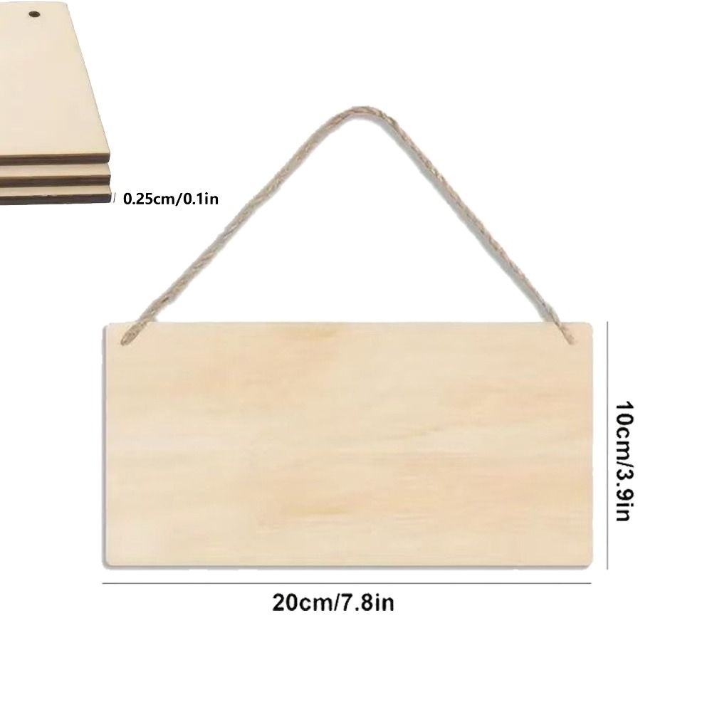 10Pcs Blank Rectangle Wooden Sign Blank with Rope Graffiti Crafts Hanging Wood Ornaments Painting Unfinished Wood Plaque