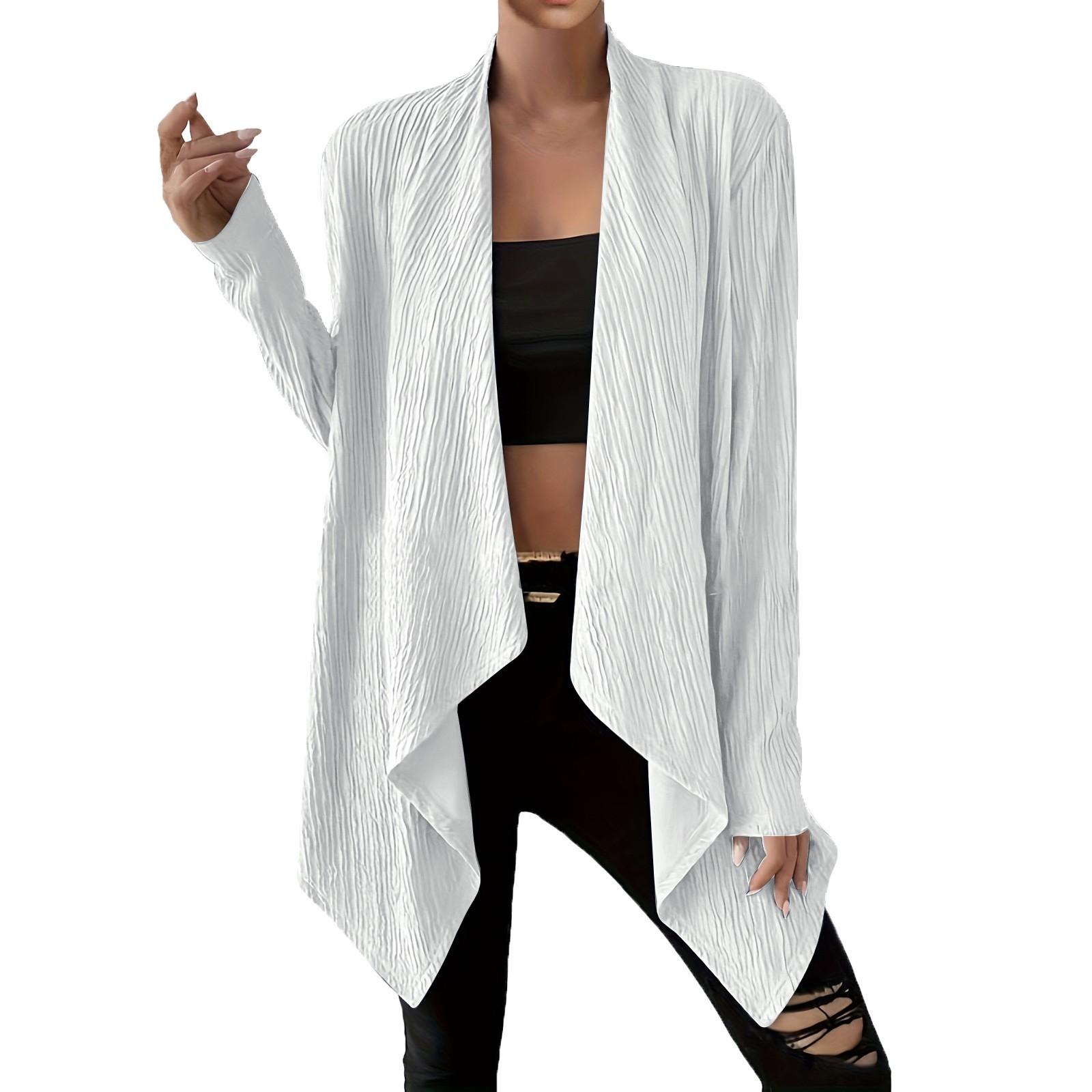 

Женская повседневная мода темперамент свободный кардиган вязаный жакет XL белый