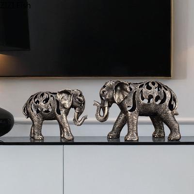 Hollowed Out Elephant Statue Retro Handicrafts Desk Decoration Creative Ornaments Elephant Resin Sculpture Room Aesthetic Decor