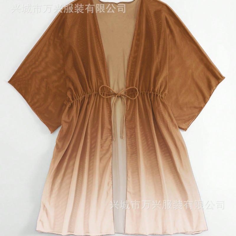 2025 Gradient Beach Sunscreen Cardigan Bikini Swimsuit Women's Outerwear Seaside Vacation Cover-up Swimsuit