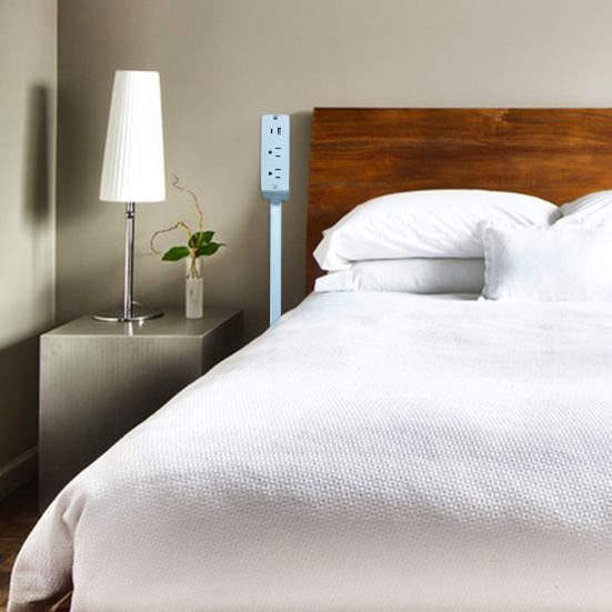 Power Socket Expander with USB-A USB-C 2 AC Outlets Extends 22"-34" Rotates 180-degrees Rotating Base Power Socket Expander