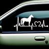 Bílý kůň Kreslený Elektrokardiogram Okénko auta Nárazník PVC Samolepka Nákladní auto Samolepka