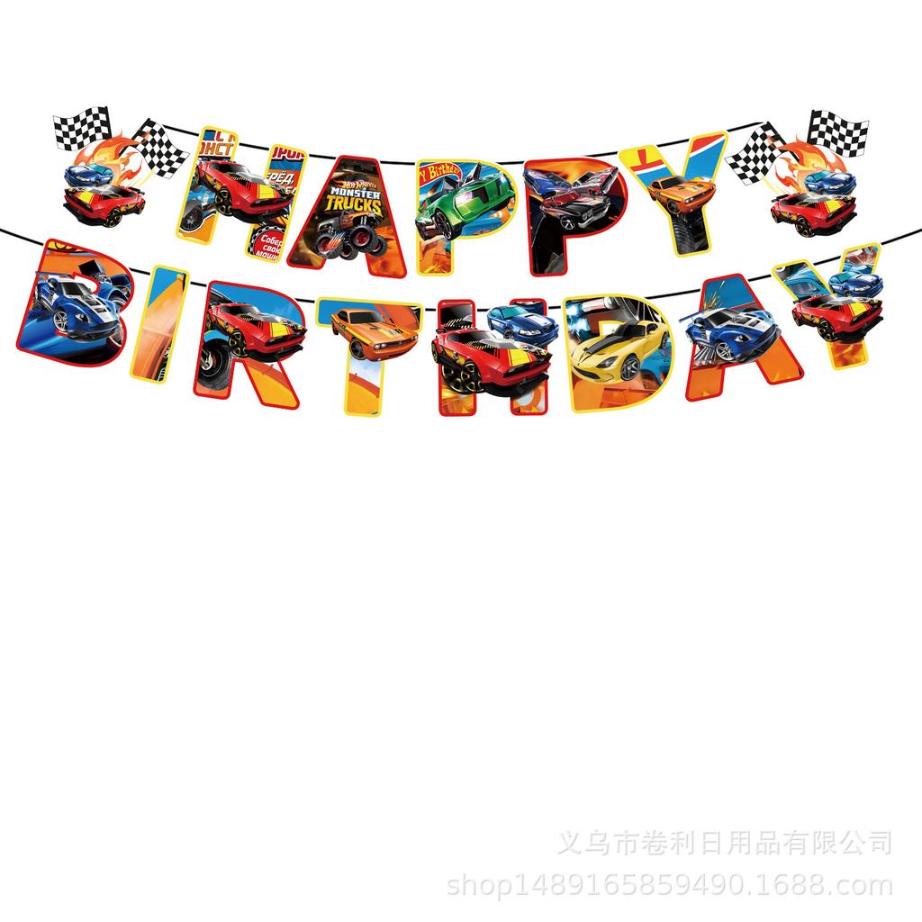 Hot Wheels Hot Wheels Theme Party Supplies Birthday Decorations Tableware Supplies Banner Tissue Tablecloth