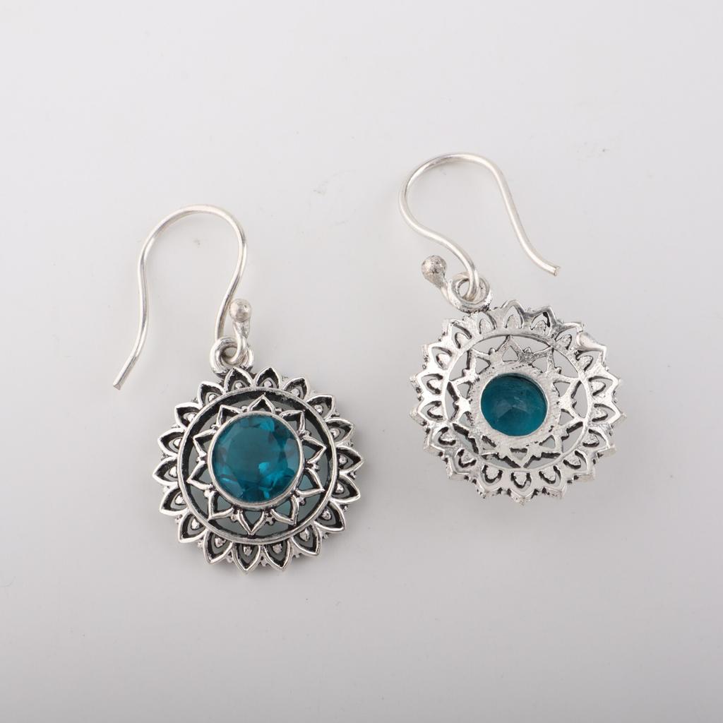 Apatite Gemstone 925 Sterling Silver Jewelry Handmade Drop/Dangle Earrings 1.57" CE-19-9